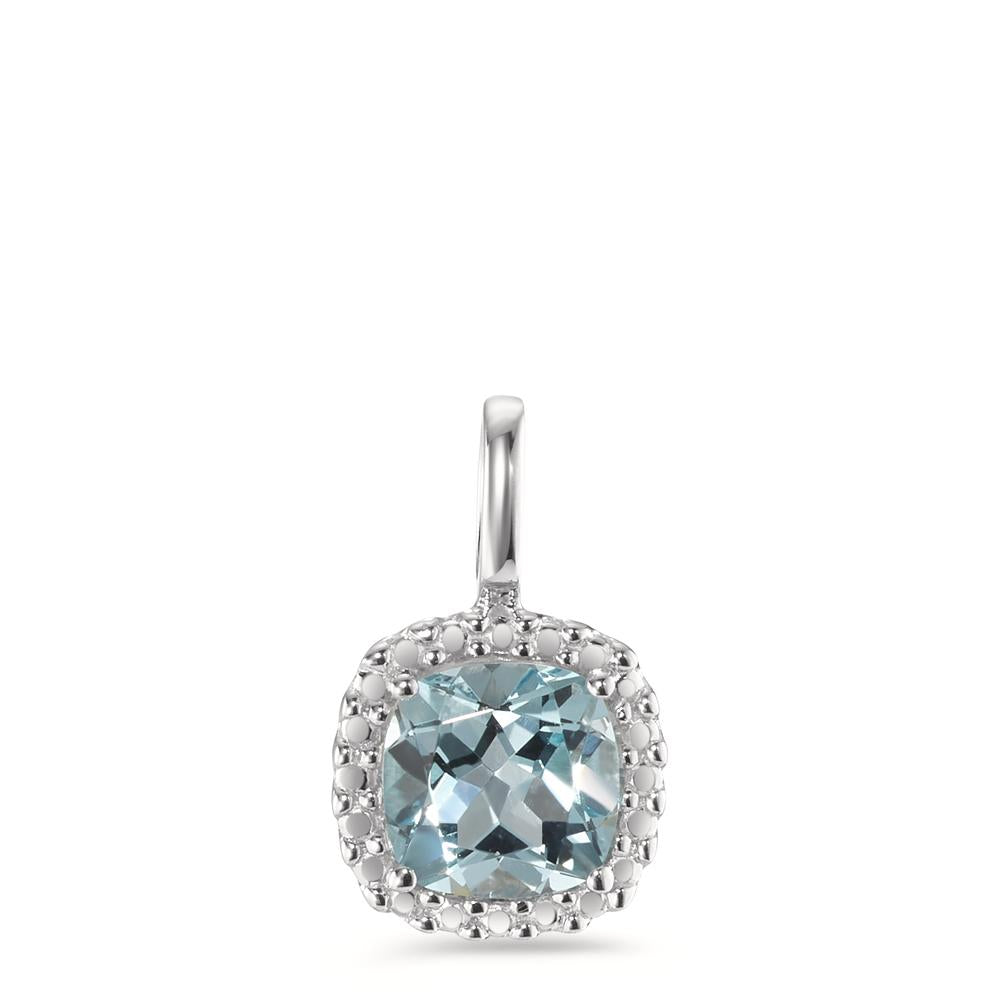 Pendant 9k White Gold Topaz Blue