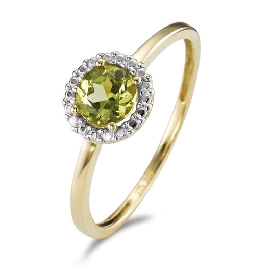 Ring 9k Yellow Gold Peridot Green Bicolor Ø7 mm