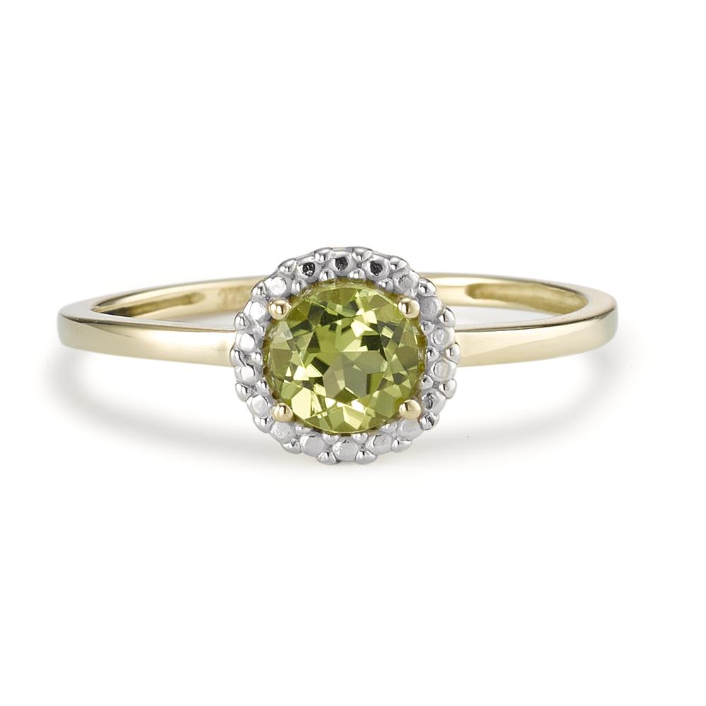 Ring 9k Yellow Gold Peridot Green Bicolor Ø7 mm