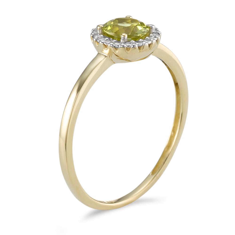 Ring 9k Yellow Gold Peridot Green Bicolor Ø7 mm