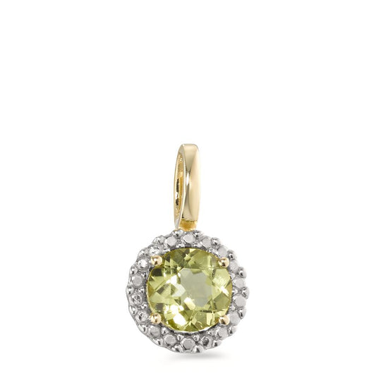 Pendant 9k Yellow Gold Peridot Green Bicolor Ø7.5 mm