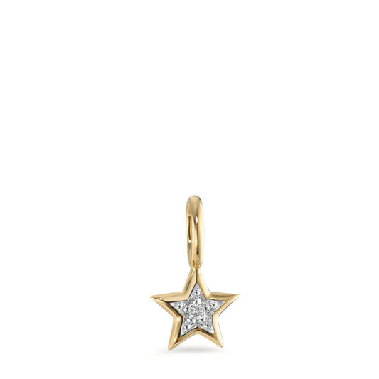 Pendant 9k Yellow Gold Diamond 0.005 ct, brilliant, p1 Bicolor Star Ø5 mm