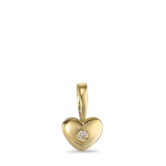 Pendant 9k Yellow Gold Diamond 0.01 ct, brilliant, p1 Heart Ø5 mm