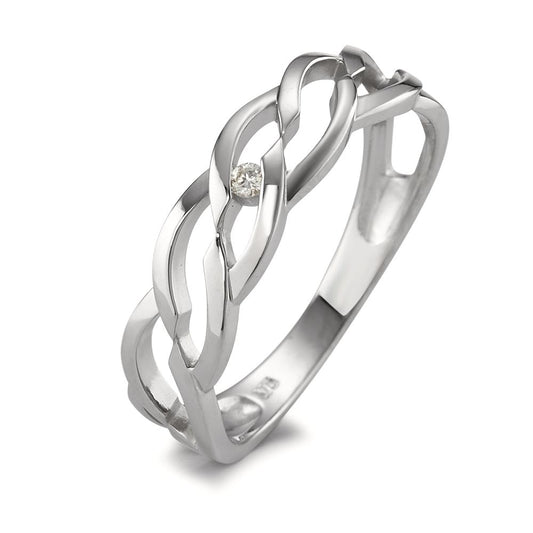 Ring 9k White Gold Diamond 0.02 ct, brilliant, w-si