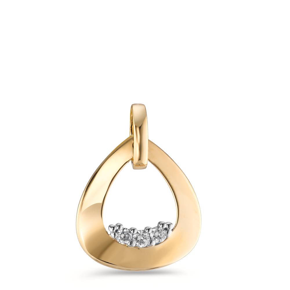 Pendant 18k Yellow Gold Diamond 0.05 ct, 3 Stones, brilliant, w-si Bicolor