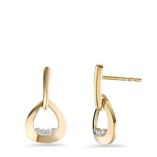 Drop Earrings 18k Yellow Gold Diamond 0.05 ct, 6 Stones, brilliant, w-si Bicolor