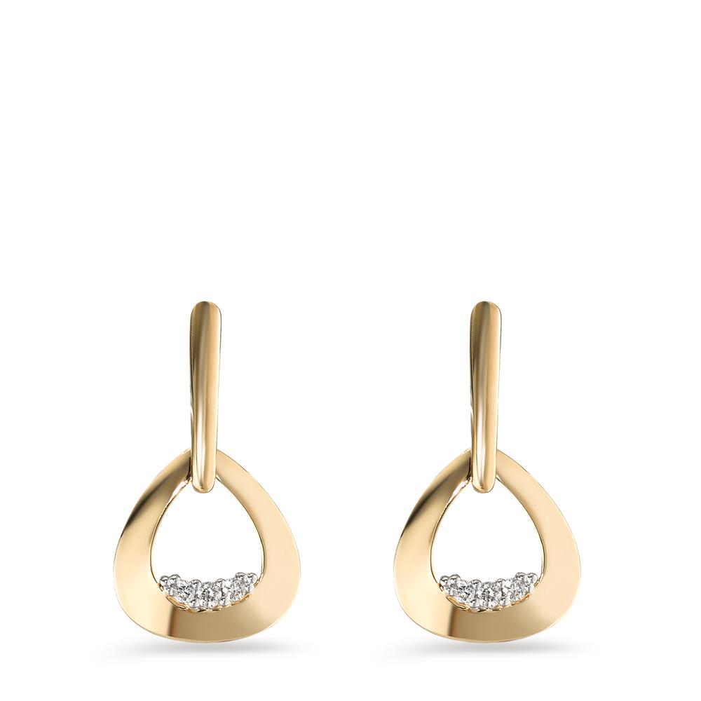 Drop Earrings 18k Yellow Gold Diamond 0.05 ct, 6 Stones, brilliant, w-si Bicolor