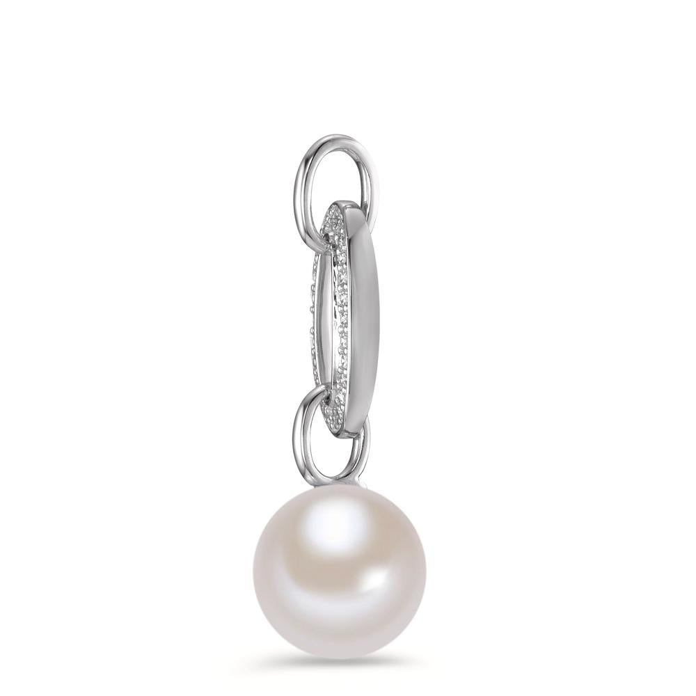 Pendant 18k White Gold Diamond 0.09 ct, brilliant, w-si Freshwater pearl