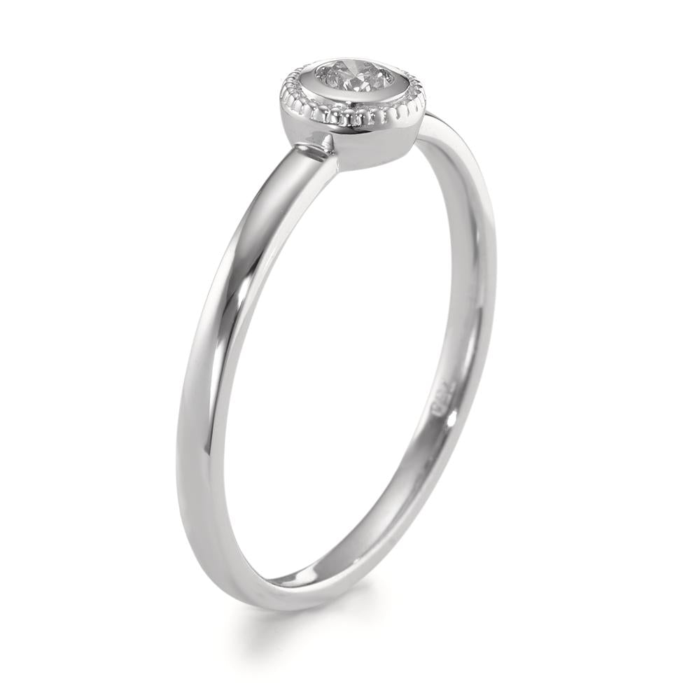 Solitaire ring 18k White Gold Diamond 0.10 ct, brilliant, w-si