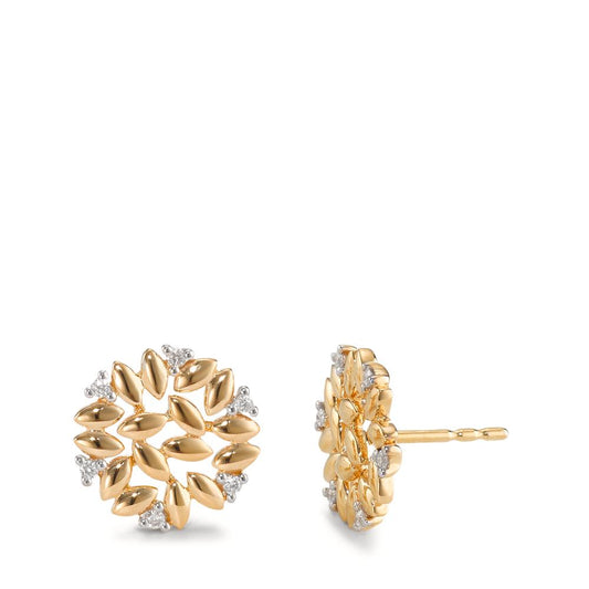 Stud earrings 18k Yellow Gold Diamond 0.07 ct, 12 Stones, brilliant, w-si Bicolor Ø10 mm