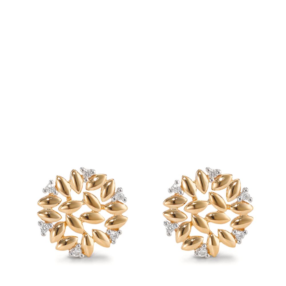 Stud earrings 18k Yellow Gold Diamond 0.07 ct, 12 Stones, brilliant, w-si Bicolor Ø10 mm