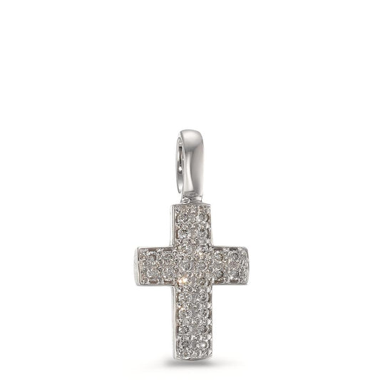 Pendant 18k White Gold Diamond 0.08 ct, 26 Stones, brilliant, w-si Cross