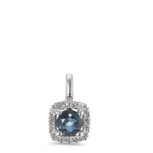 Pendant 18k White Gold Sapphire Blue, Diamond White, 0.07 ct, 12 Stones, w-si Ø6.5 mm