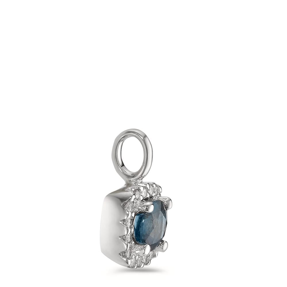 Pendant 18k White Gold Sapphire Blue, Diamond White, 0.07 ct, 12 Stones, w-si Ø6.5 mm