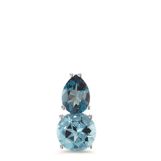 Pendant 18k White Gold London Blue Topaz 2 Stones