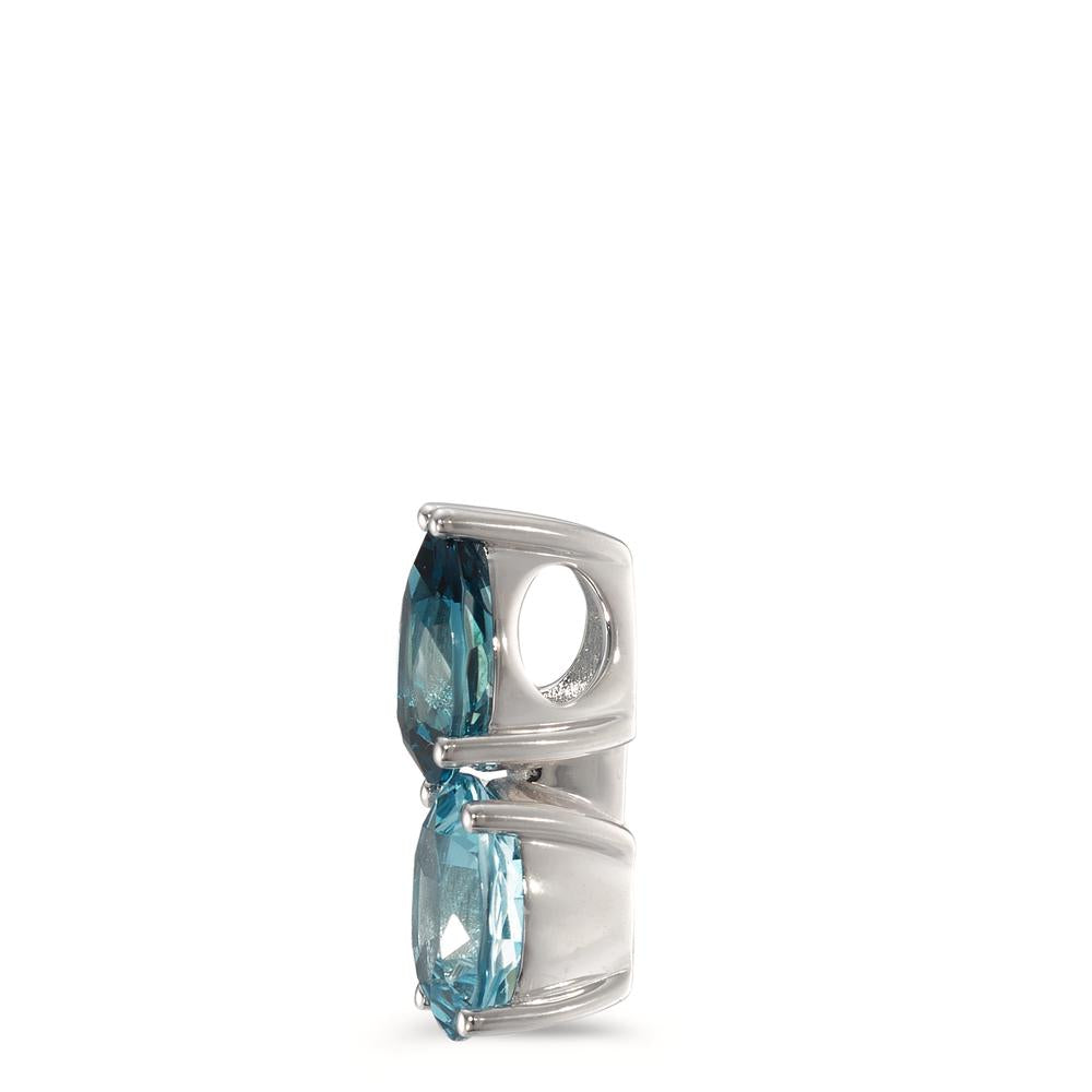 Pendant 18k White Gold London Blue Topaz 2 Stones