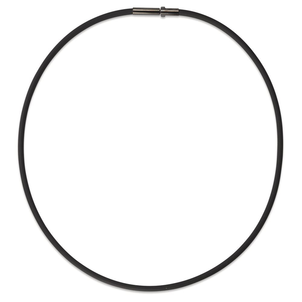 Necklace Silicone, Stainless steel Black IP coated 42 cm Ø3 mm