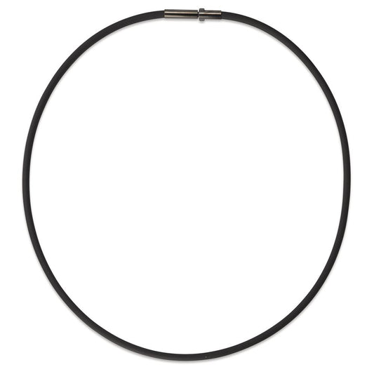 Necklace Silicone, Stainless steel Black IP coated 42 cm Ø3 mm