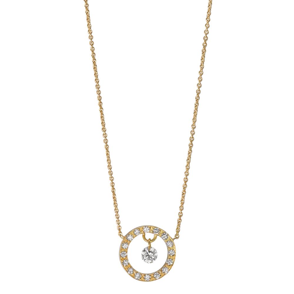 Necklace 18k Yellow Gold Diamond 0.14 ct, 17 Stones, w-si 40-42 cm