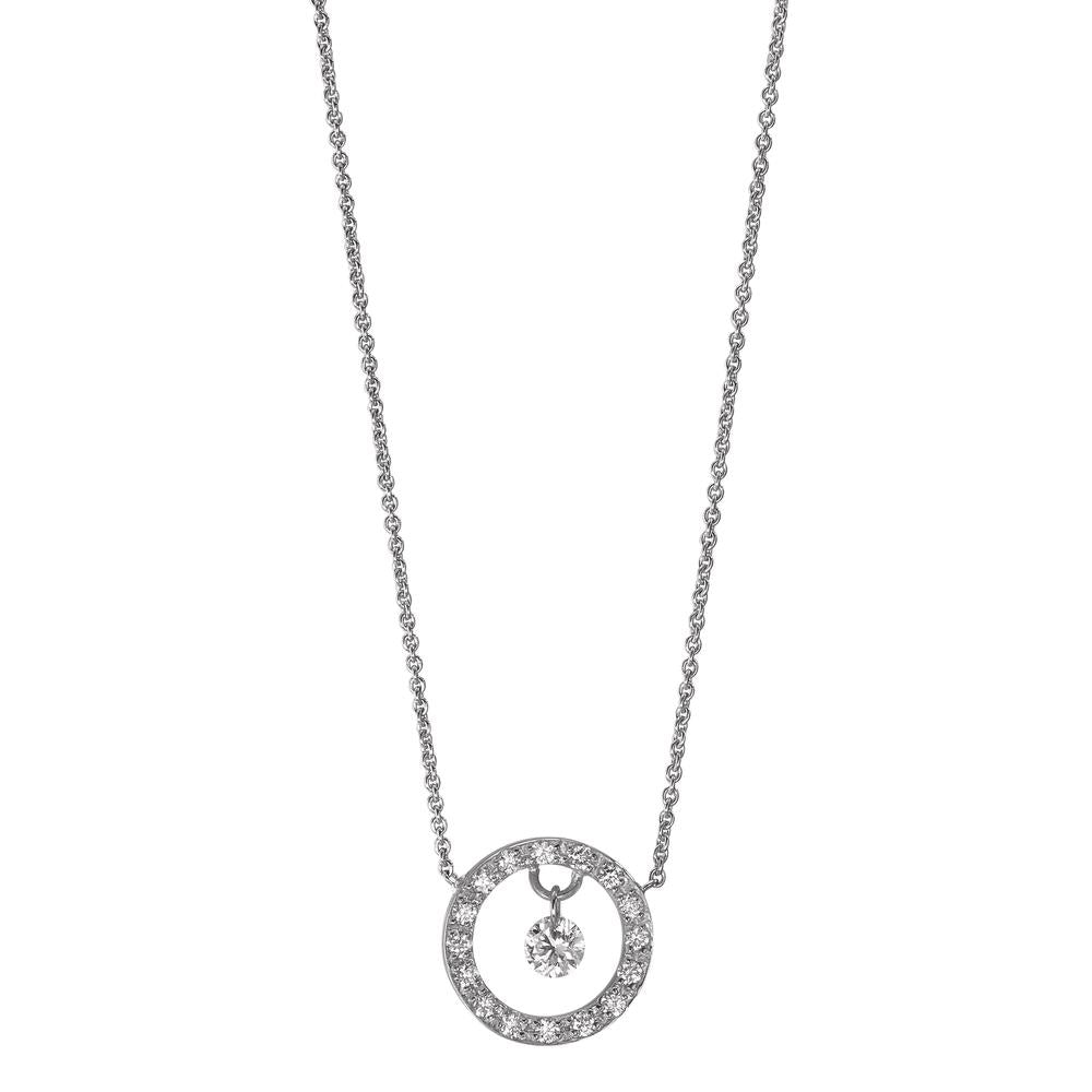 Necklace 18k White Gold Diamond 0.14 ct, 17 Stones, w-si 40-42 cm