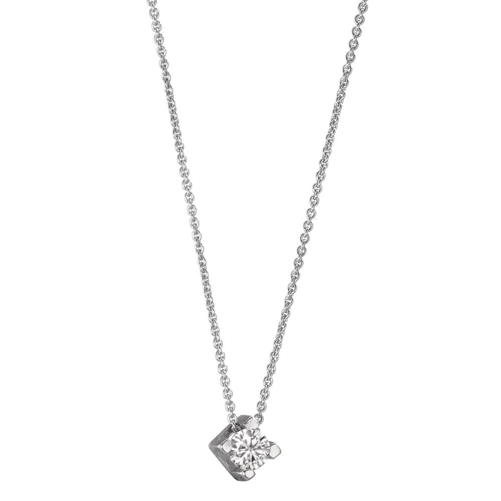 Necklace 18k White Gold Diamond 0.10 ct, w-si 40-42 cm