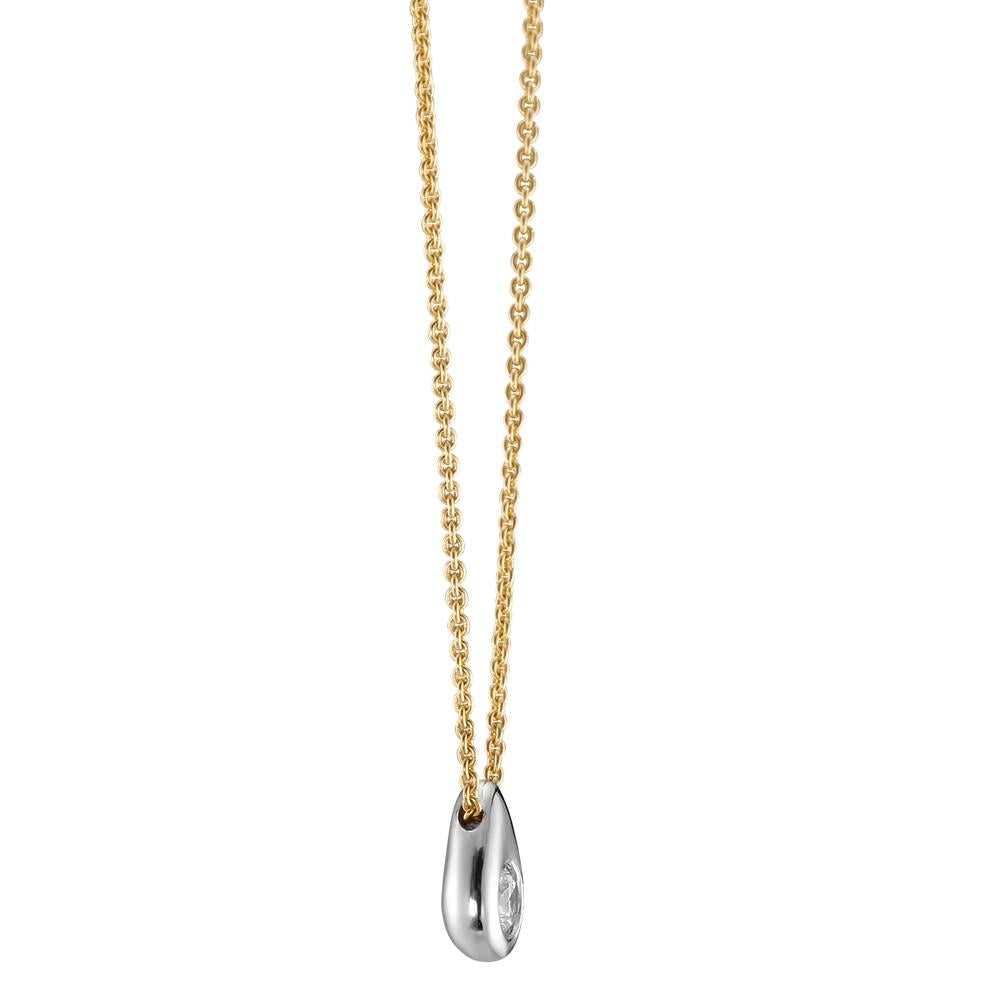 Necklace 18k Yellow Gold Diamond 0.06 ct, w-si Bicolor 40-42 cm