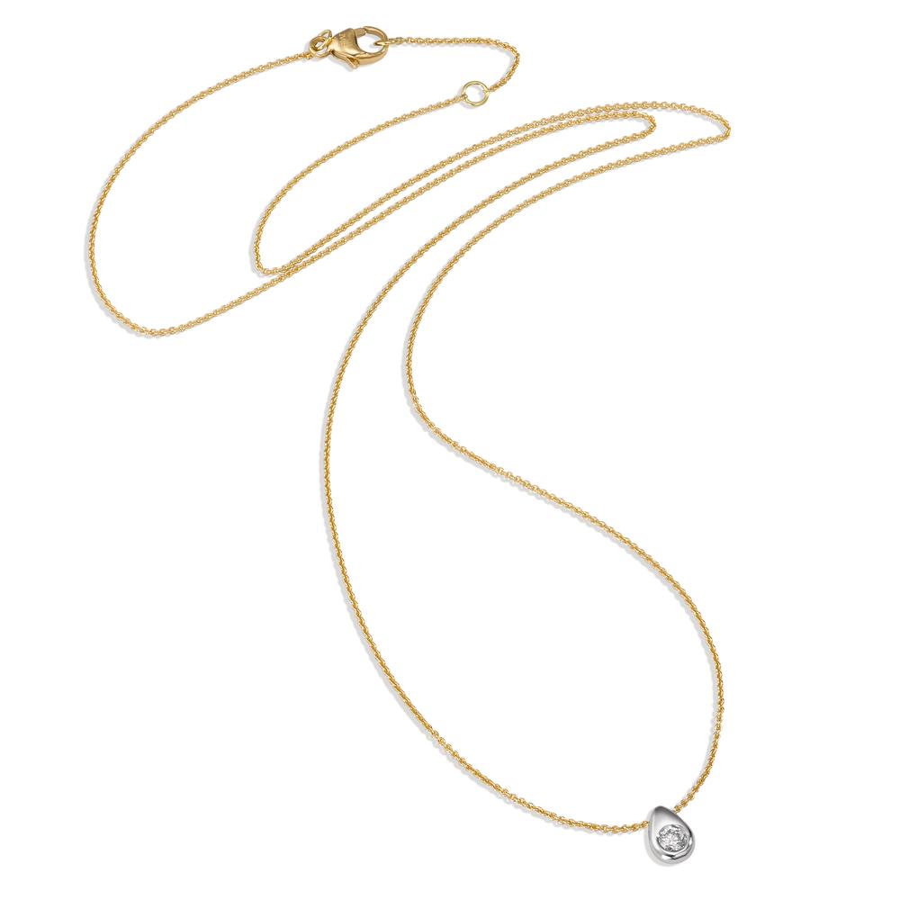 Necklace 18k Yellow Gold Diamond 0.06 ct, w-si Bicolor 40-42 cm