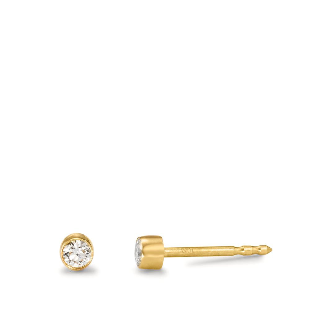 Stud earrings 18k Yellow Gold Diamond 0.12 ct, 2 Stones, w-si Ø3 mm