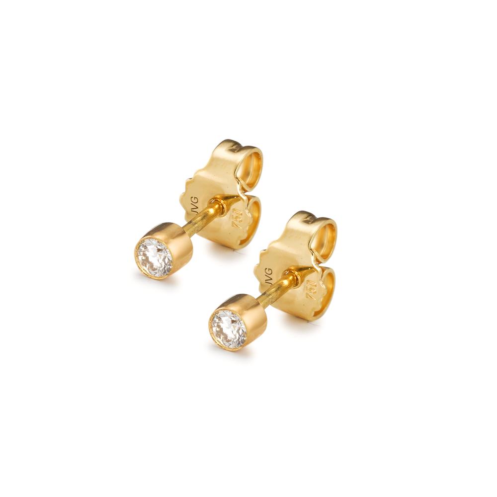 Stud earrings 18k Yellow Gold Diamond 0.12 ct, 2 Stones, w-si Ø3 mm