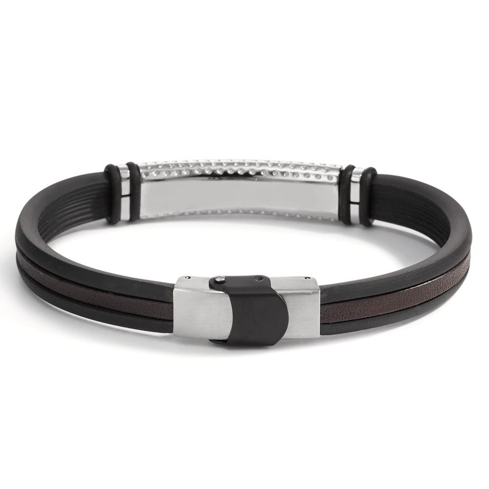 Bracelet Leather, Stainless steel, Rubber 22 cm