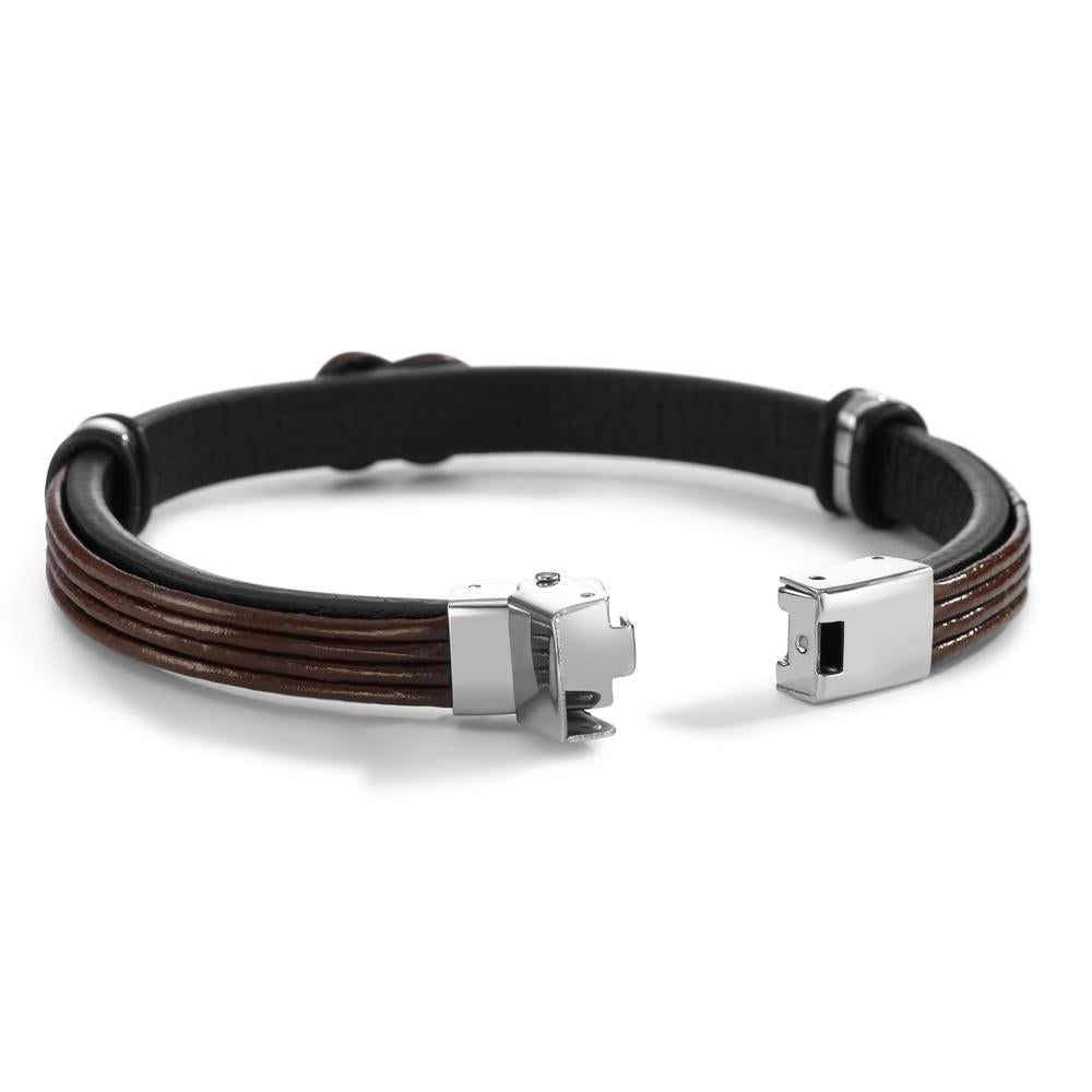 Bracelet Leather, Stainless steel 21 cm