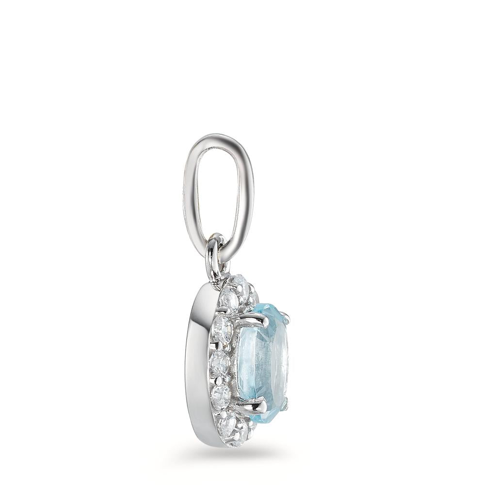 Pendant 9k White Gold Topaz Blue