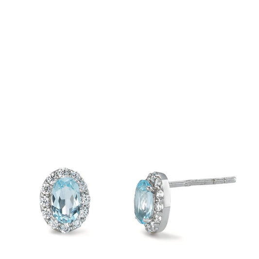 Stud earrings 9k White Gold Topaz Blue