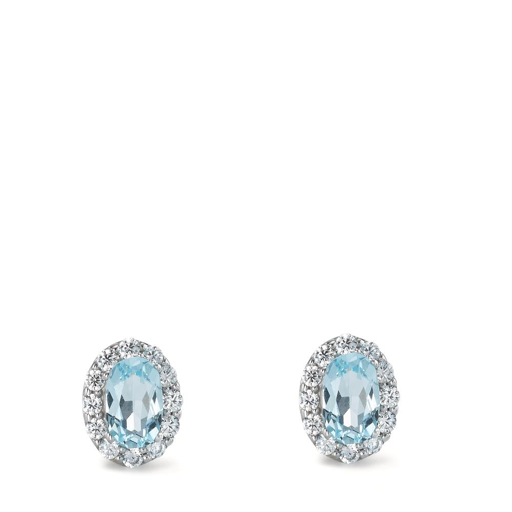 Stud earrings 9k White Gold Topaz Blue