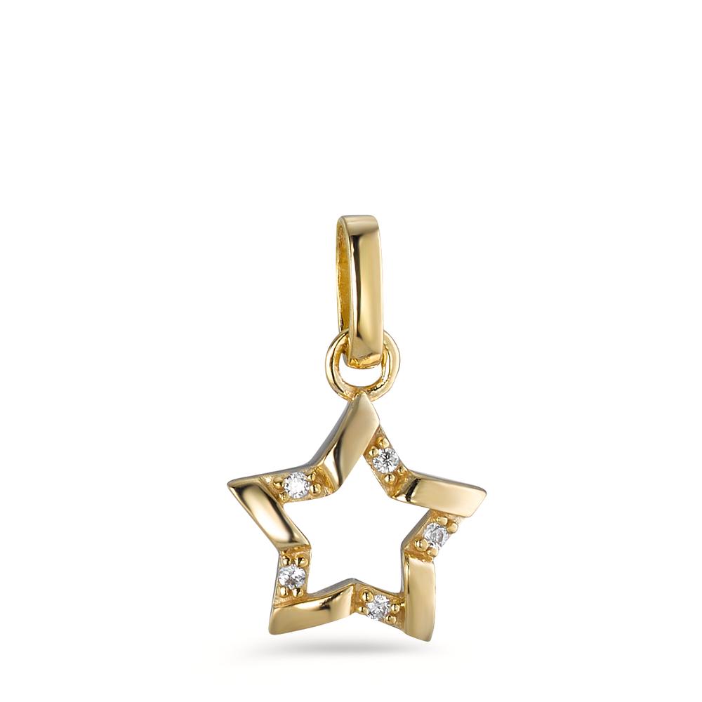 Pendant 9k Yellow Gold Zirconia 5 Stones Star Ø9 mm