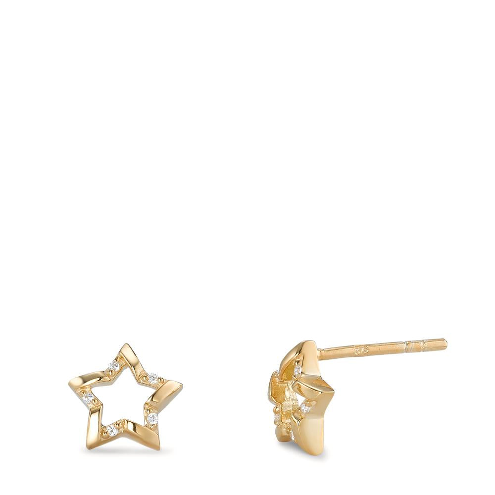 Stud earrings 9k Yellow Gold Zirconia 10 Stones Star Ø8 mm