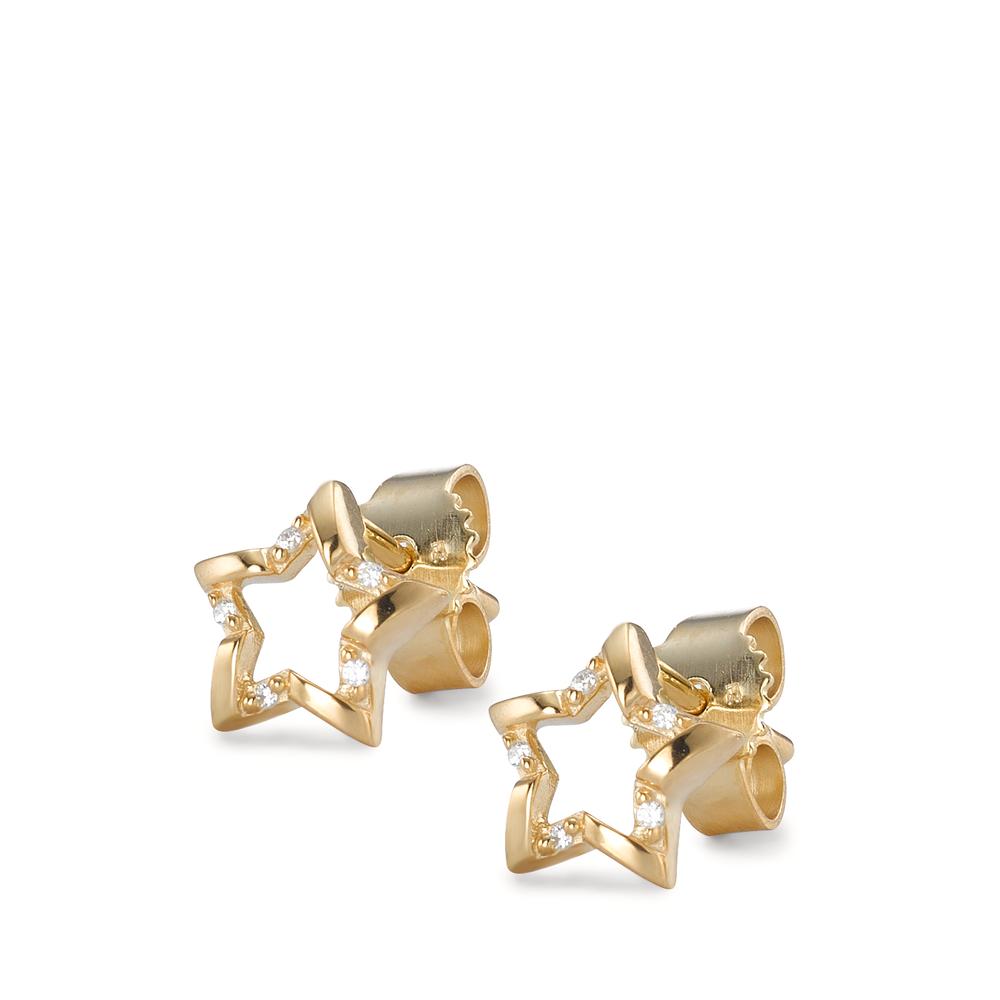 Stud earrings 9k Yellow Gold Zirconia 10 Stones Star Ø8 mm