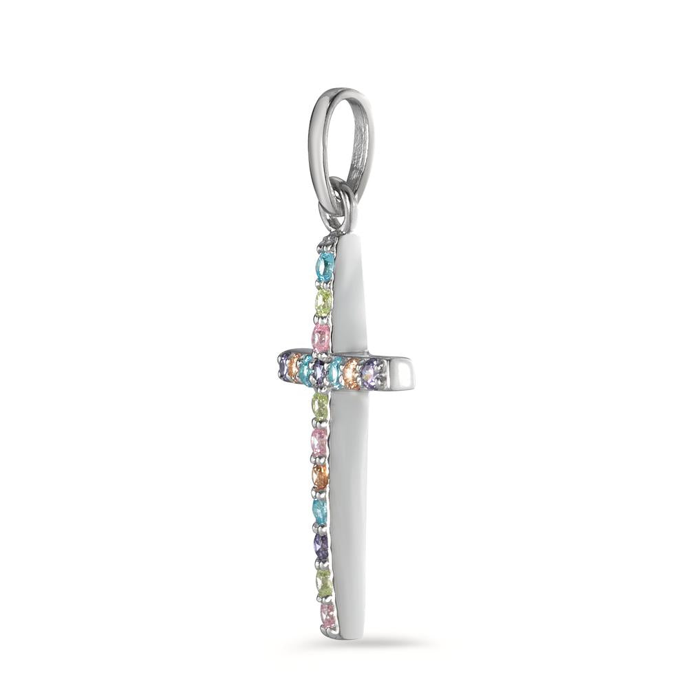 Pendant Silver Zirconia Colorful, 17 Stones Rhodium plated