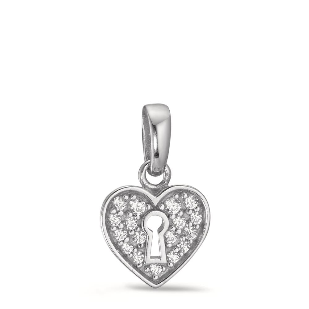 Pendant Silver Zirconia 17 Stones Rhodium plated Heart Ø9.5 mm