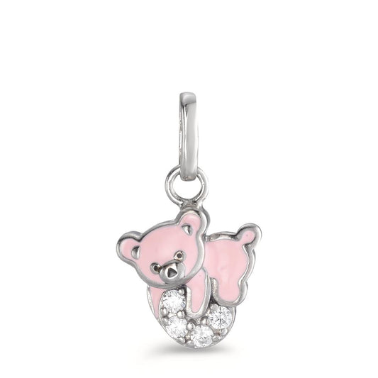 Pendant Silver Zirconia 4 Stones Rhodium plated Bear Ø9.5 mm