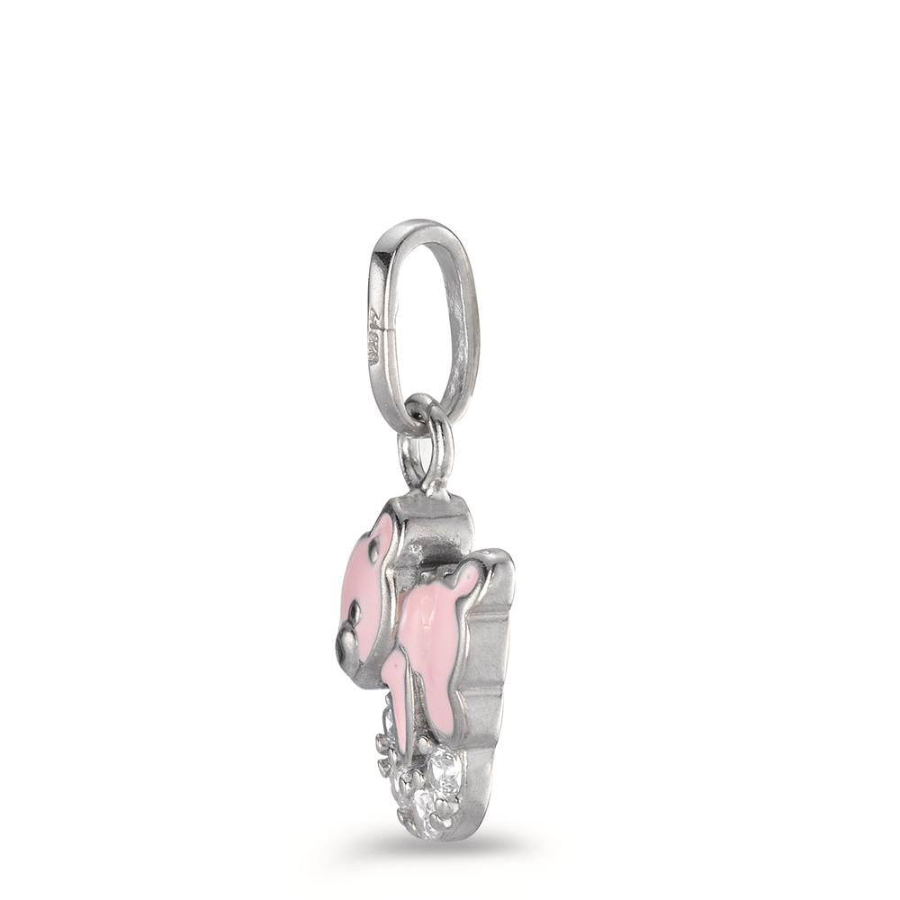 Pendant Silver Zirconia 4 Stones Rhodium plated Bear Ø9.5 mm