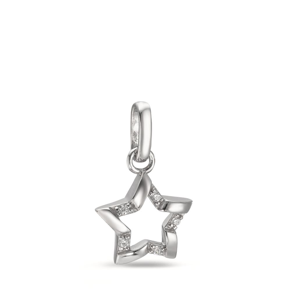 Pendant Silver Zirconia 5 Stones Rhodium plated Star Ø10 mm