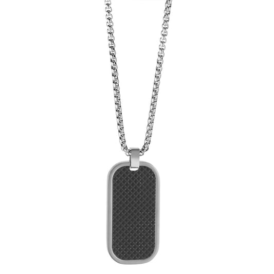 Necklace with pendant Stainless steel, Carbon 55 cm