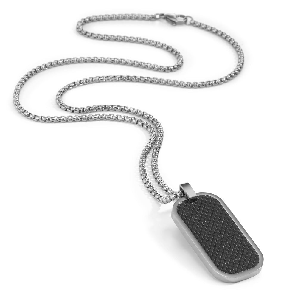 Necklace with pendant Stainless steel, Carbon 55 cm