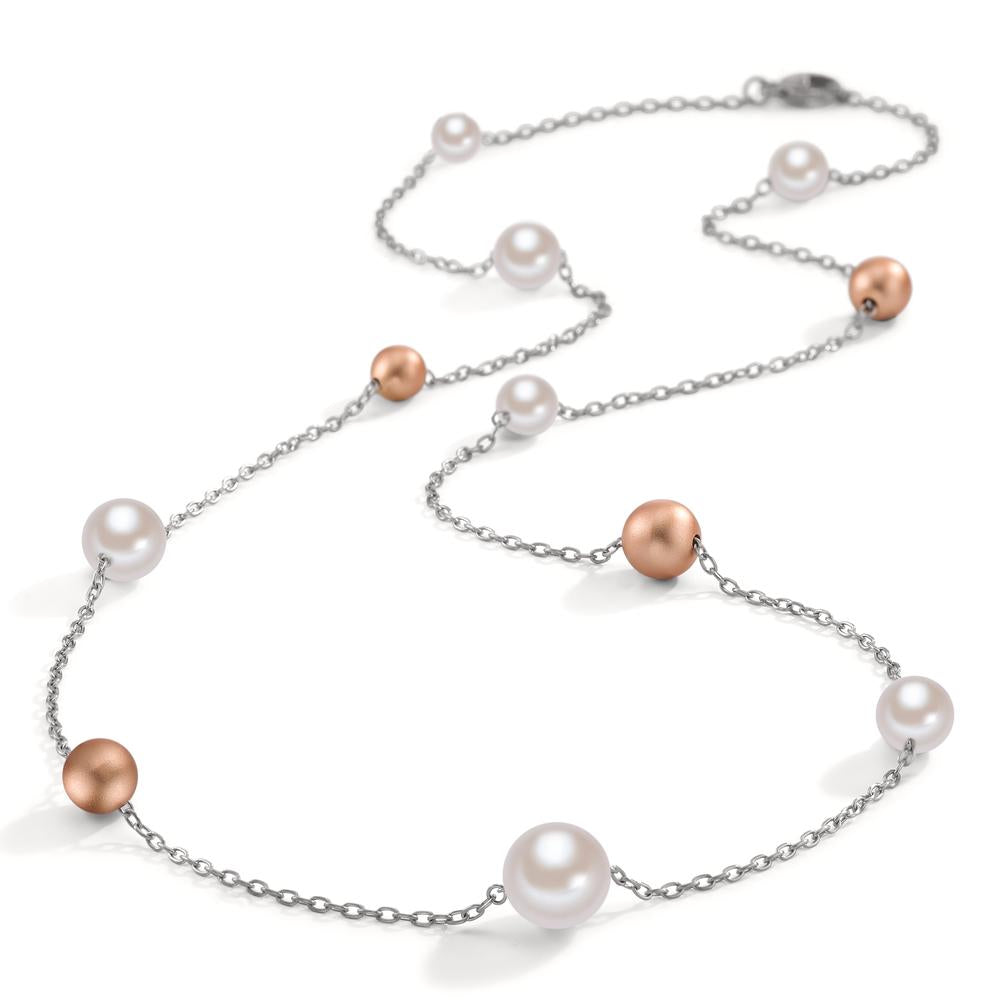 Necklace Stainless steel, Aluminum Rose IP coated Shell pearl 60 cm Ø8 mm