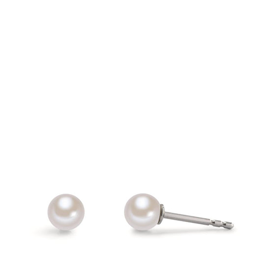 Stud earrings Stainless steel Shell pearl Ø5 mm
