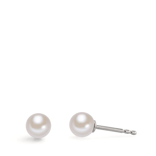 Stud earrings Stainless steel Shell pearl Ø6 mm
