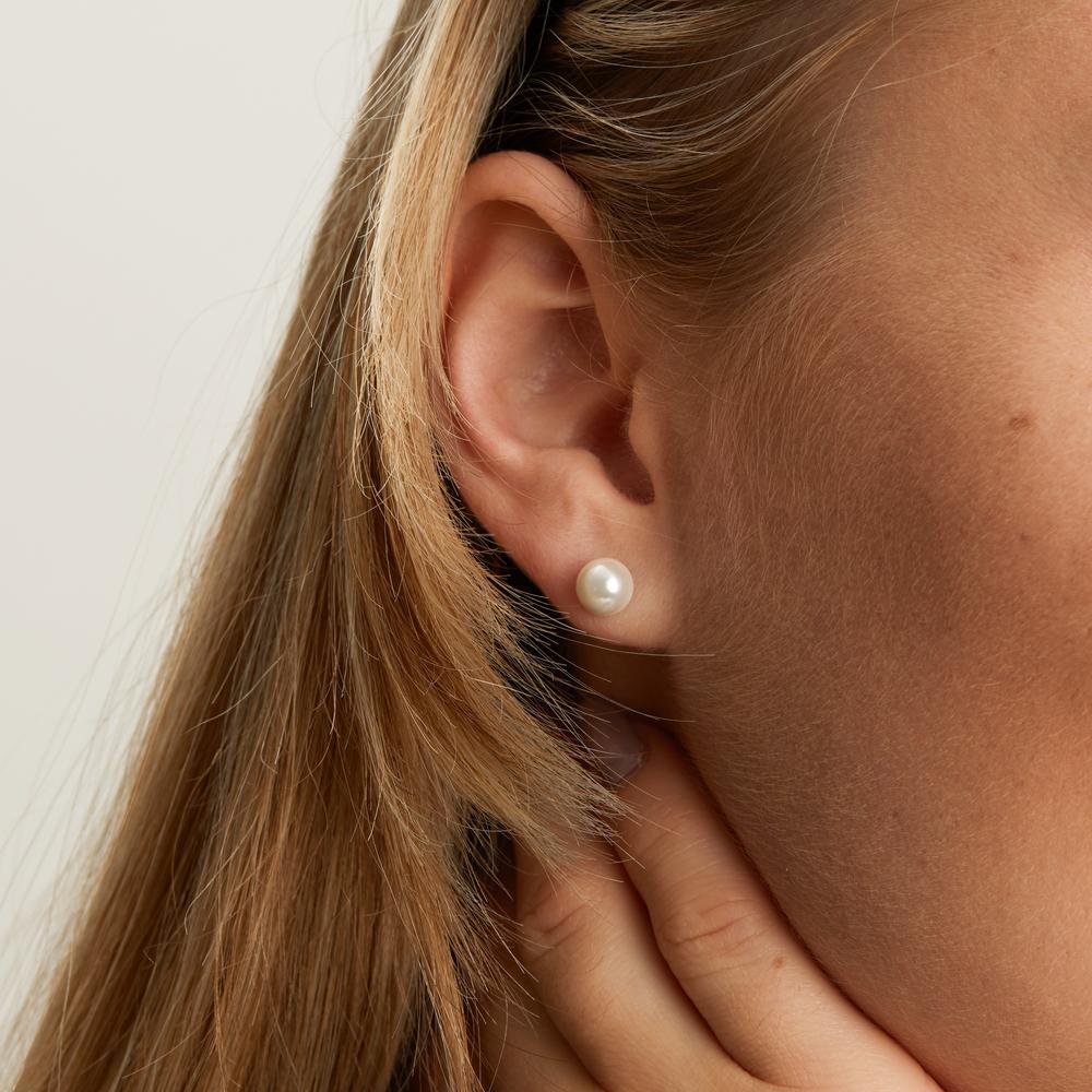 Stud earrings Stainless steel Shell pearl Ø6 mm