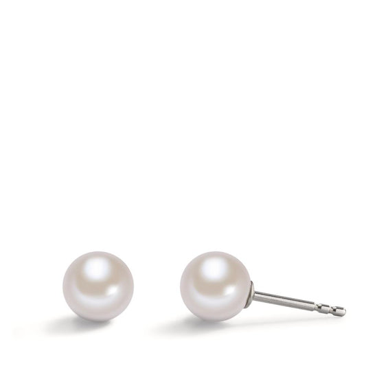Stud earrings Stainless steel Shell pearl Ø7 mm