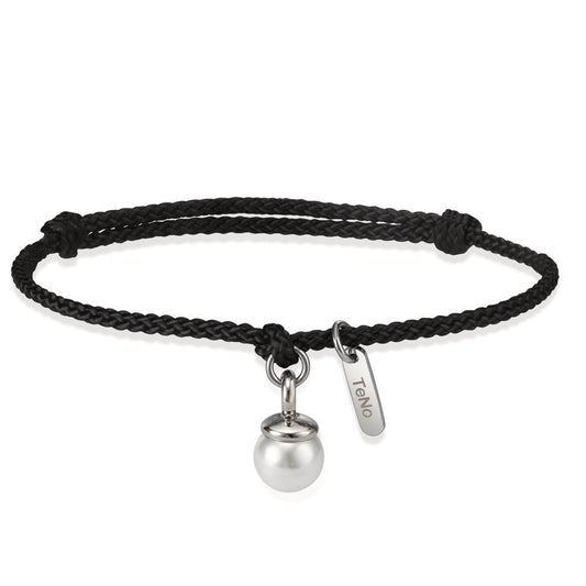 Bracelet Textile, Stainless steel Shell pearl 16-21 cm Ø7 mm
